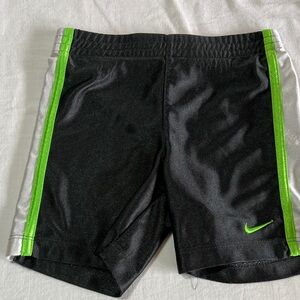 12M Nike Kids Black Shorts with Green Stripes